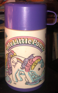 1990 My Little Pony Aladdin Thermos Hasbro Purple Lid W/ cup