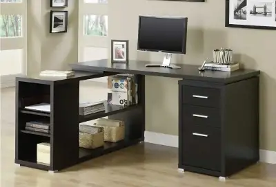 Monarch 7019 L-Shape Espresso Computer Desk BRAND NEW SEALED, View more