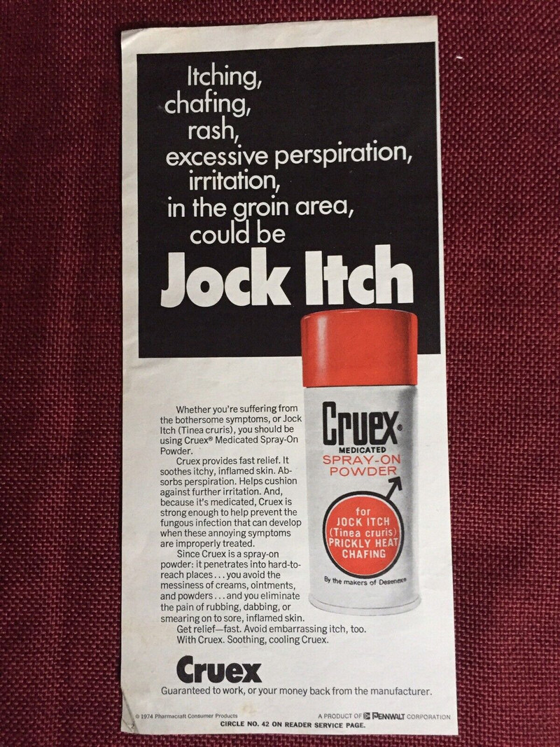 1975 Cruex Medicated Spray-On Powder Original Ad | Arts & Collectibles |  North Bay | Kijiji