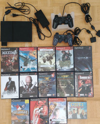 Sony Playstation 2 Slim Black Console + 2 Controllers + 13 Games