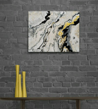 Abstract black, white, silver &  gray with touches of gold