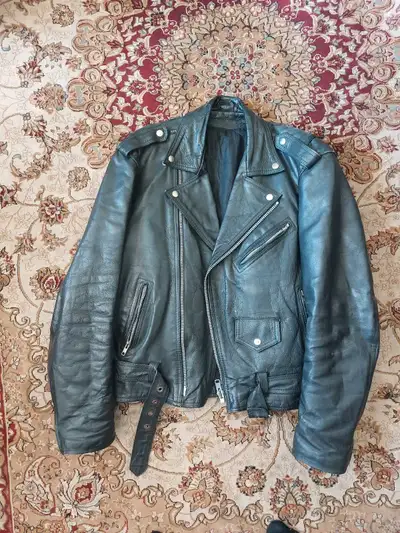 Leather biker jacket, View more