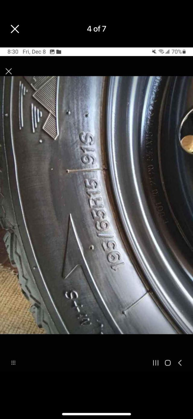 Set of 4 FIRESTONE winter tires rims(195 65 15) pattern (5×114.3 in Tires & Rims in Oakville / Halton Region - Image 4