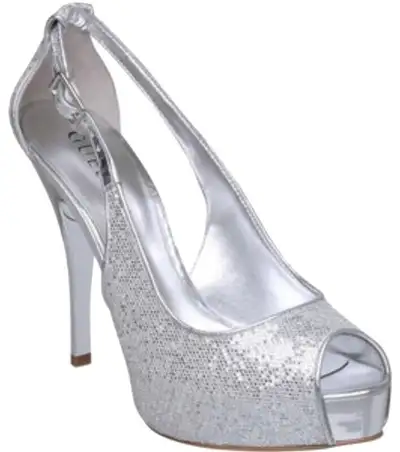 Guess Silver Glitter platform heels, View more