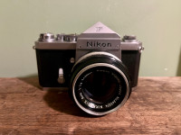 Vintage Nikon F Eye Level 35mm Film Camera with 50mm f1.4 Lens