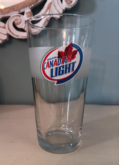 Vint 90s MOLSON CANADIAN LIGHT Double Sided Signature Pint Glass, View more