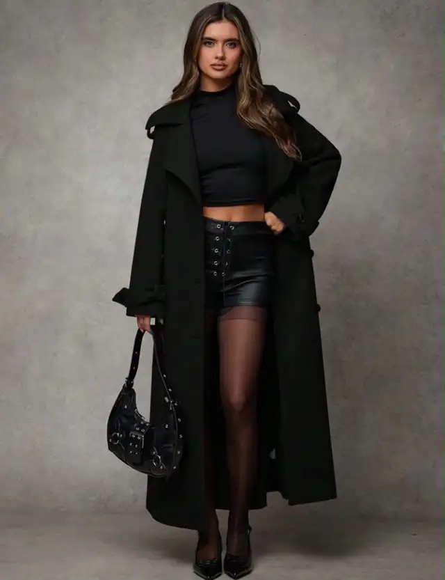 Belted Double Breasted Faux Wool Coat in Women's - Tops & Outerwear in City of Montréal - Image 2