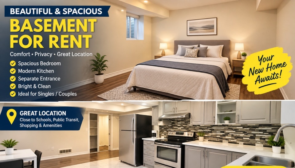 2 Bed Basement for rent avaliable 2