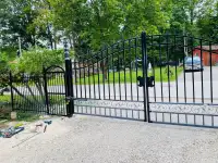 16ft driveway gate, wrought iron gate, fence, posts, aluminum ga