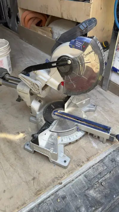 For sale a good condition Kobalt sliding mitre saw. DESCRIPTION Get great cutting results with this...