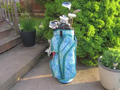 Women's Right Hand 12-pc Golf Clubs Set (PowerBilt GSX) & “NEW” Golf Cart Bag includes:  Driver # 1...