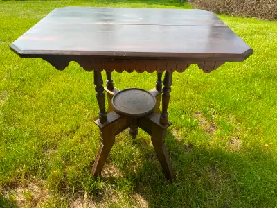 Solid Wood antique table Approx. 30" long, 30" high, 21" deep Cash Only 70.00