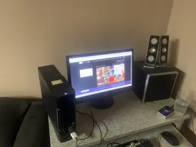 computer desktop with accessories for sale , View more