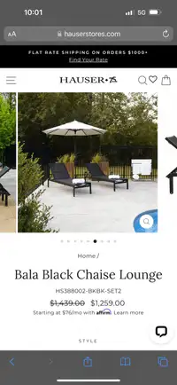 Brand new hauser black patio chaise set and table 