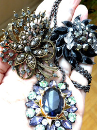 Vintage Jewellery,Rhinestone Brooches,Juicy Couture Necklace
