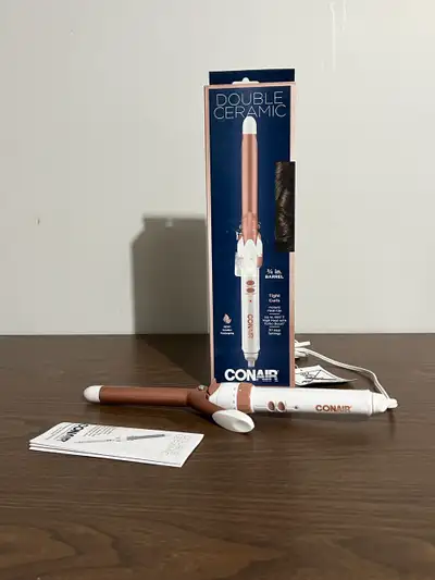 Conair Double Ceramic Curling Iron; 3/4 inch; White/Rose Gold, View more