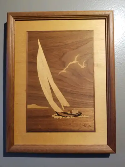 Wooden sailboat wall art