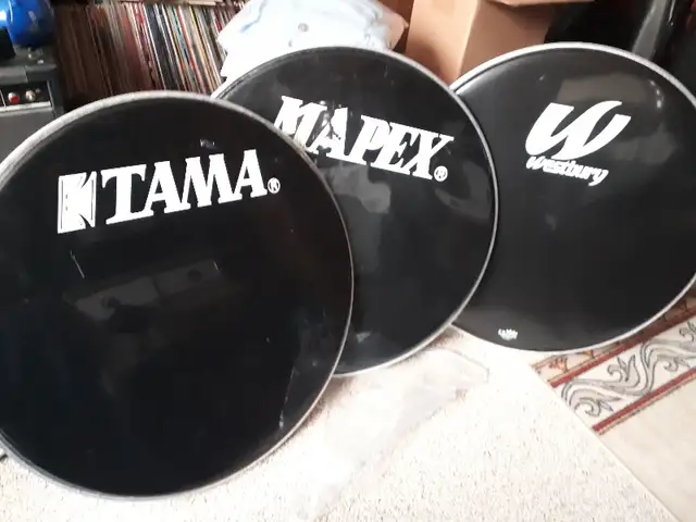 BASS DRUM RESO 22" HEADS BLACK TAMA MAPEX DW SQUIRE REMO EVANS in Drums & Percussion in Chatham-Kent - Image 3