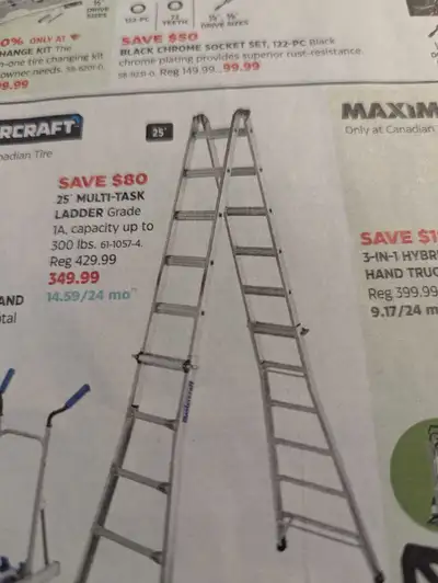 Like newastwrcraft extension ladder 12-24 ftt folds for easy storage locks into place like new $111