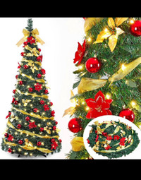 6 Ft Pre Lit Pre Decorated Christmas Tree Pop Up Christmas Tree 