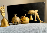 Unique Vintage Brass Bells--Set of 4