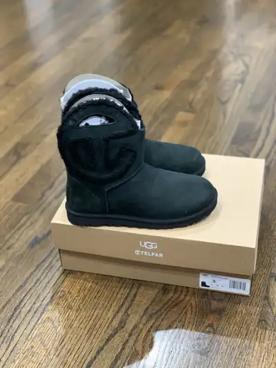 Brand new in box Ugg x Telfar Logo Mini Boots Black Size 5 Men’s / 7 Women’s Unisex. Authentic guara...