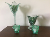 Green Glass Candle Holders