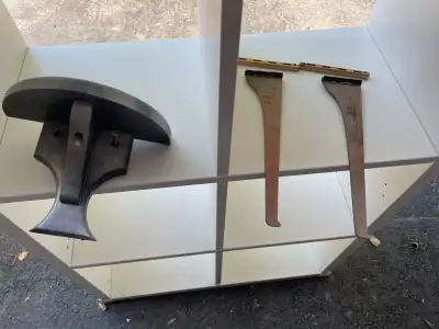 Metal (bronze or copper) shelf’s brackets & wooden wall shelf, View more