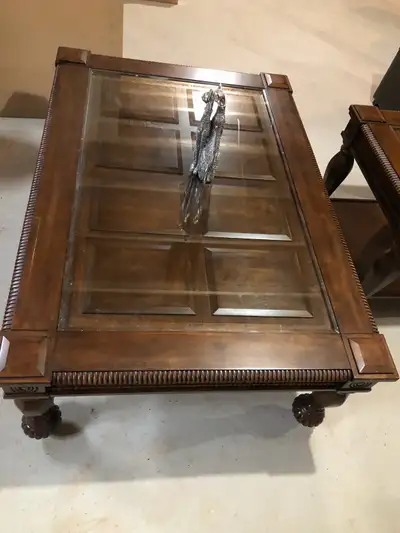 Glass Top wood Coffee Table with end table, View more