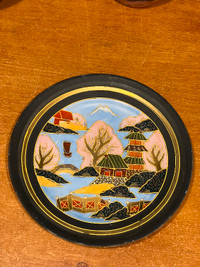 Old Antique Japaneses Porcelain Plate with Tree and Bird Handcra