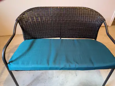Stackable steel frame patio loveseat and cushion, View more