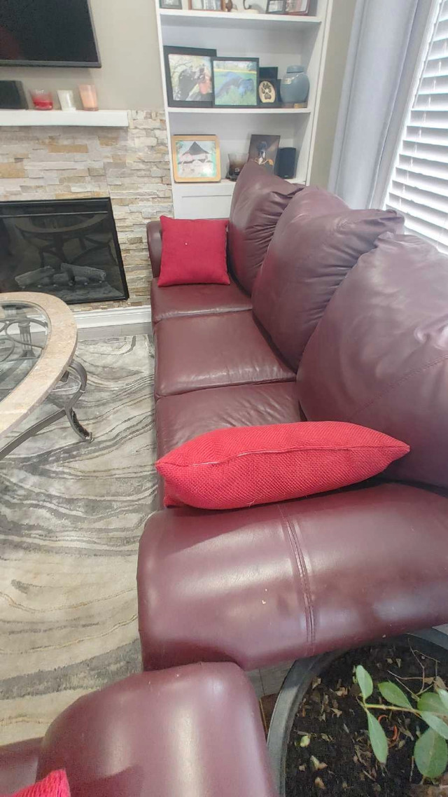 Burgundy / dark red sofa set.  Must go, 350 obo in Couches & Futons in Oakville / Halton Region - Image 2