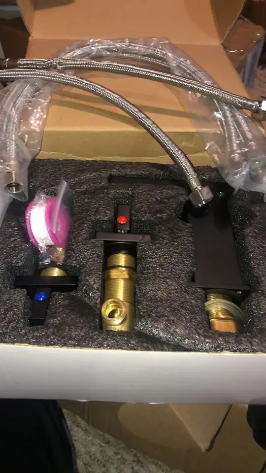 Bathroom Faucet Black, 2 Handle Waterfall Bathroom Sink Faucet, in Plumbing, Sinks, Toilets & Showers in Gatineau - Image 3