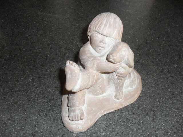 Austin Sculpture of Boy with Dog in Arts & Collectibles in Bedford