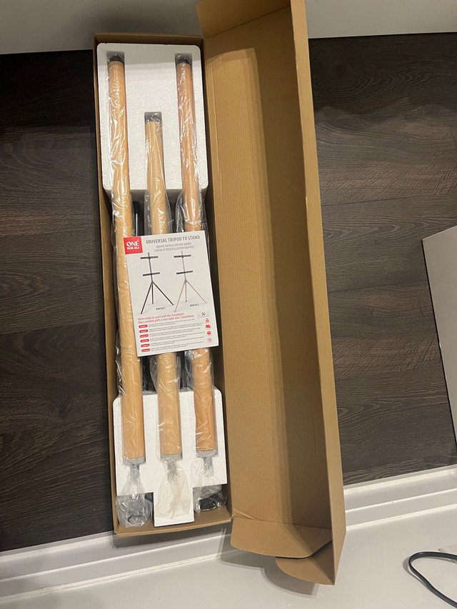 TV Real Wood and Metal Tripod Stand - BNIB in Video & TV Accessories in Oakville / Halton Region - Image 2