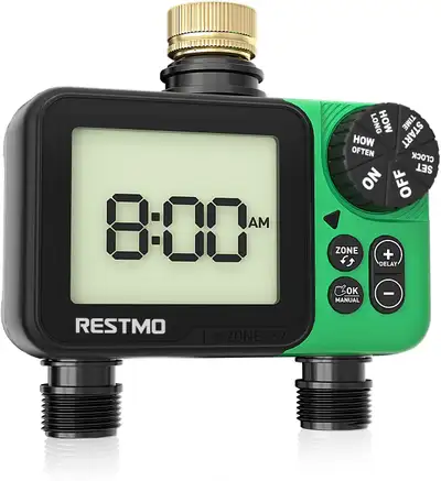 2 Zone Sprinkler Timer Digital Hose Faucet LCD Programmable Rain, View more