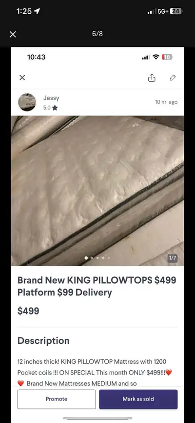 Brand New KING PILLOWTOPS!  $499 (12 INCH Thick) , View more