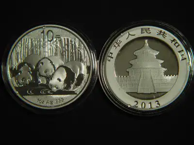 2013 Chinese Panda 1 oz Silver Coin, View more