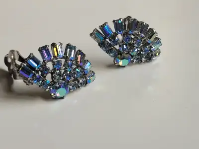 Sherman Blue Aurora Borealis Earrings, View more