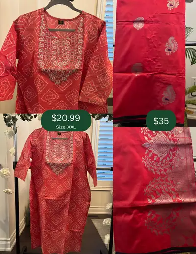 Ethnic Saree + Kurtis combo $55.99 @kurti -XXL-$20.99 @Banarsi Silver Pattu Sarees- $35