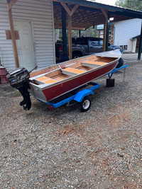 12’ Harbour craft boat, trailer and motor