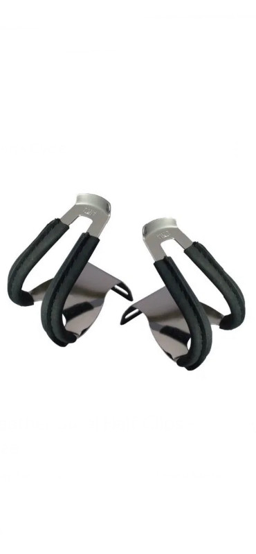 New MKS Pedals Half Toe Clips Chrome & Leather Road Pedal Clips in Frames & Parts in Oshawa / Durham Region
