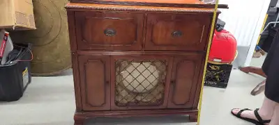 Phillips record player and radio tuner cabinet, View more