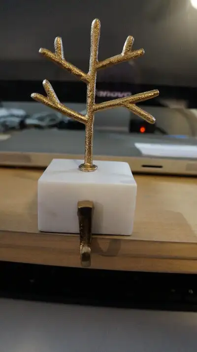 BRASS / MARBLE STOCKING HOLDER TREE, View more