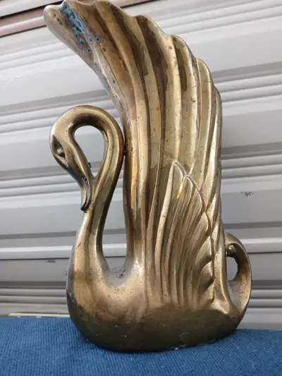 Vintage Brass Swan Planter, View more