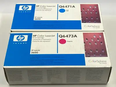 Genuine HP Color Laser Jet. Cyan Q6471A, Magenta Q6473A Toners, View more