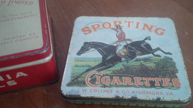 2 Rare Cigarette Tins, Sporting Cig, Philip Morris Virginia Oval in Arts & Collectibles in Stratford - Image 3