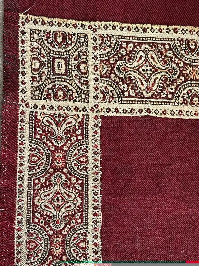 Dual Colour Maroon & Brown Dyed Border Embroidered Wool Shawl in Women's - Other in Oshawa / Durham Region - Image 8