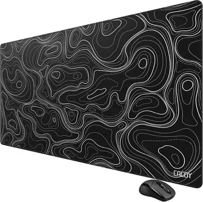 Cacoy Black Topographic Contour Gaming Mouse Pad 120x60cm Large, View more