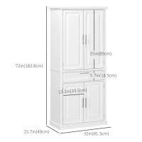 72" Kitchen Pantry Cabinet, Freestanding Storage Cabinet, 4-Door